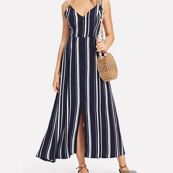SHEIN Dresses & Skirts - SHEIN Striped Maxi Dress - Cut out Tie Back - L
